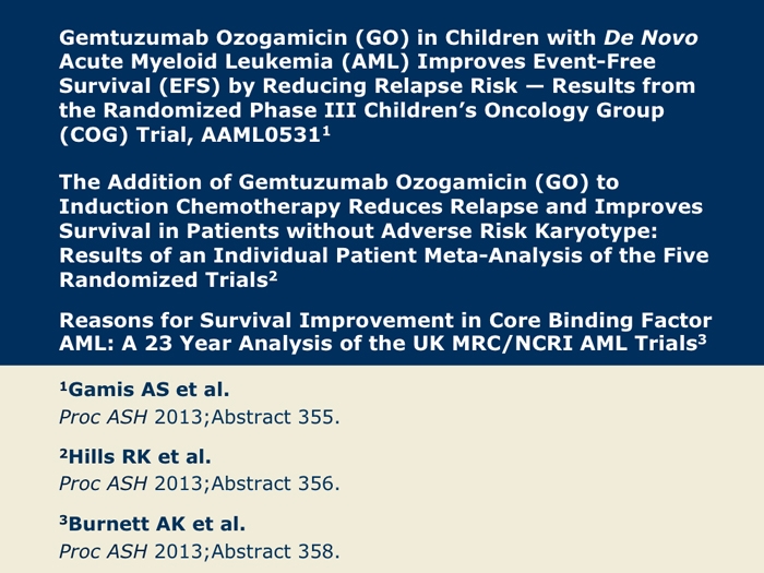 ASH 2013 Highlights with Gemtuzumab Ozogamicin in AML